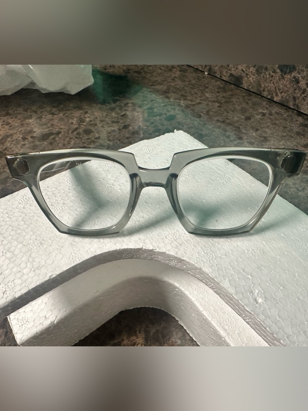 Vintage Willson Safety Glasses Clear Gray Frames 4 1/4 USA Retro Industrial